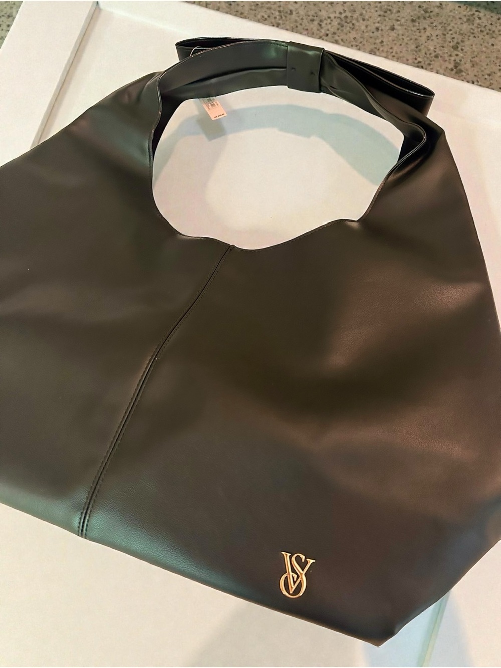 Victoria's Secret Black Shoulder Hobo Tote